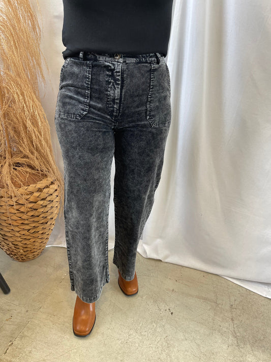 Washed Black Corduroy Trouser Pants