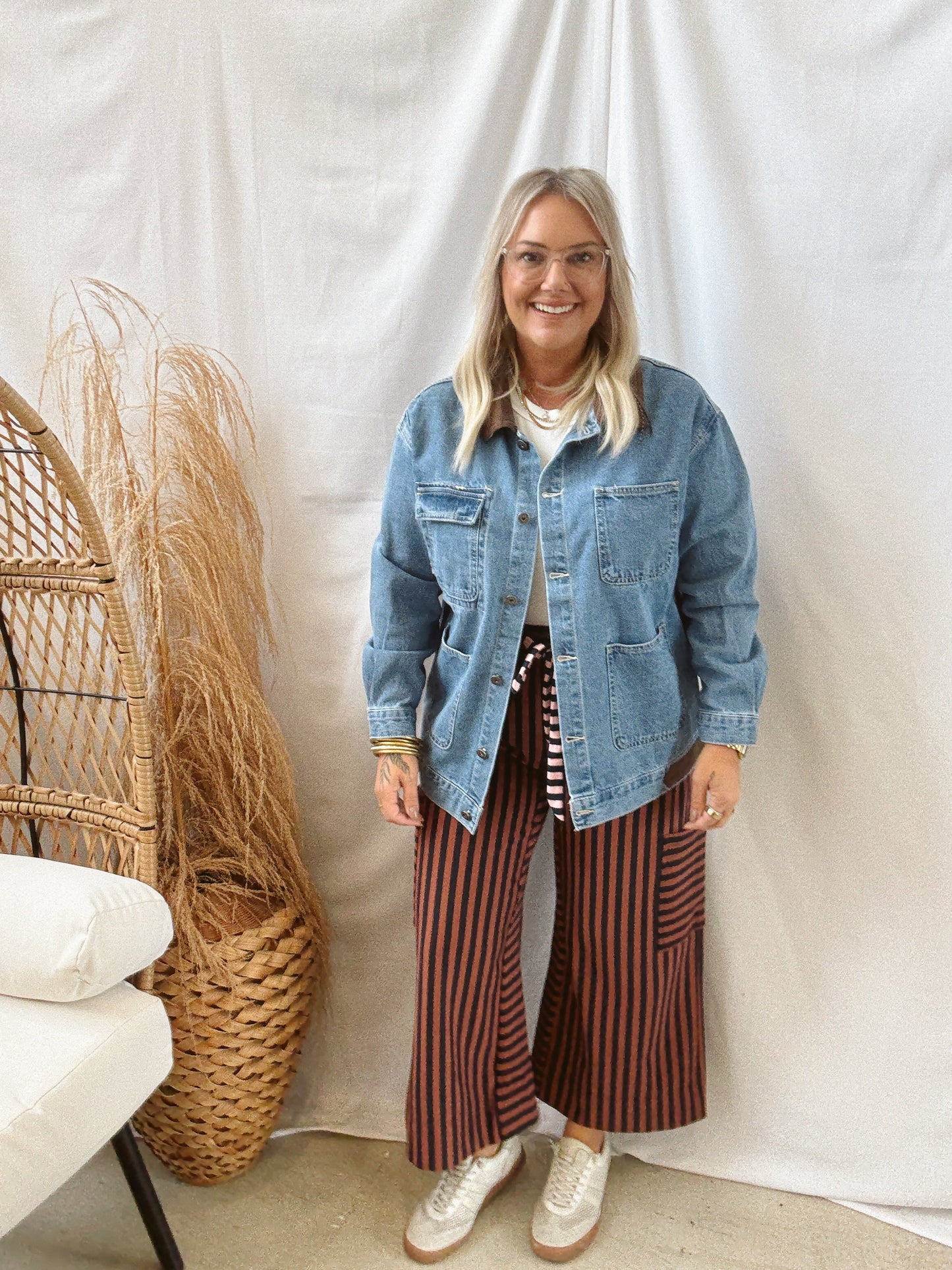 Chestnut Striped Side Pocket Pants