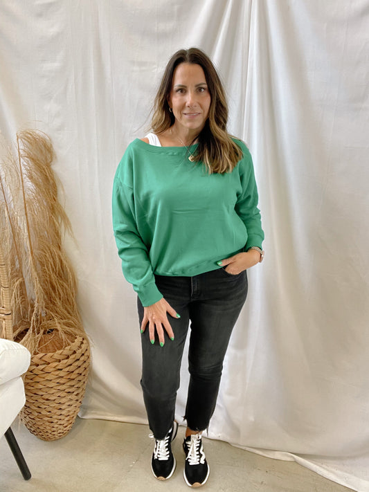 Kelly Green Boat Neck Sweatshirt