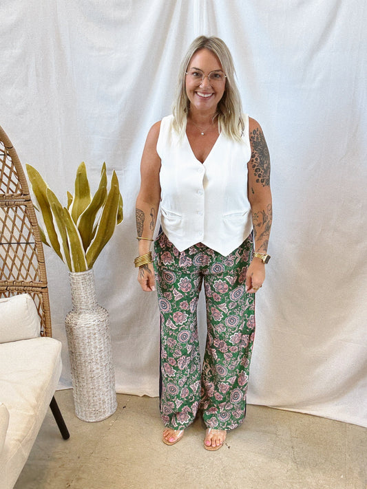 Green with Floral Pants