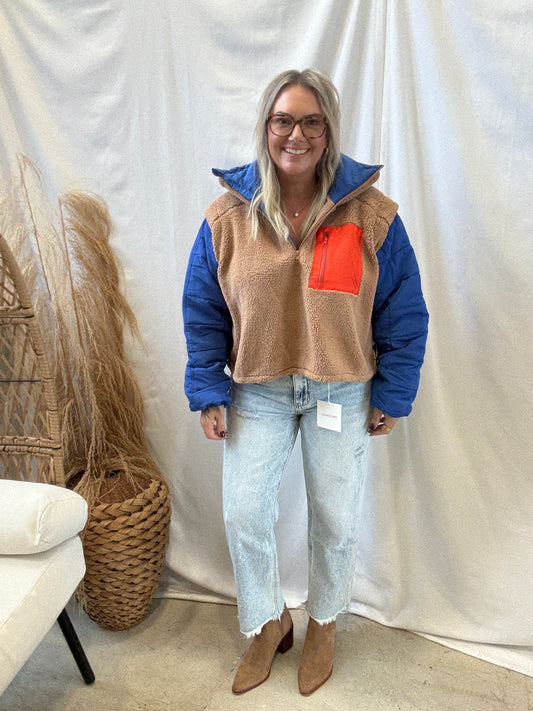 Mocha Combo Fleece Pulloever