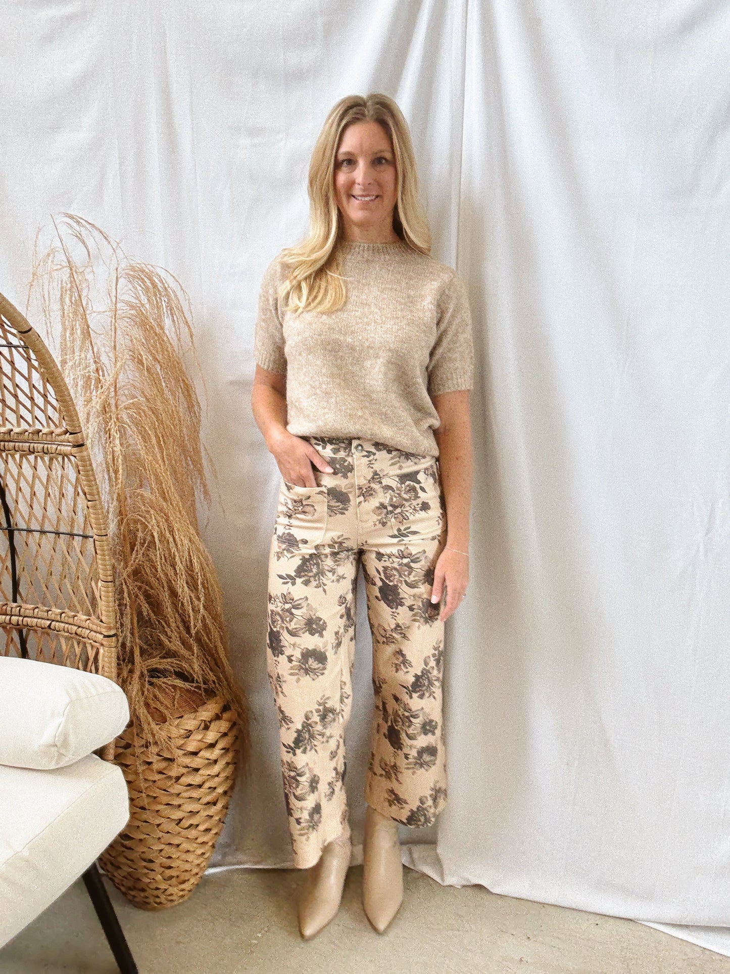 Everly Taupe Floral Pants