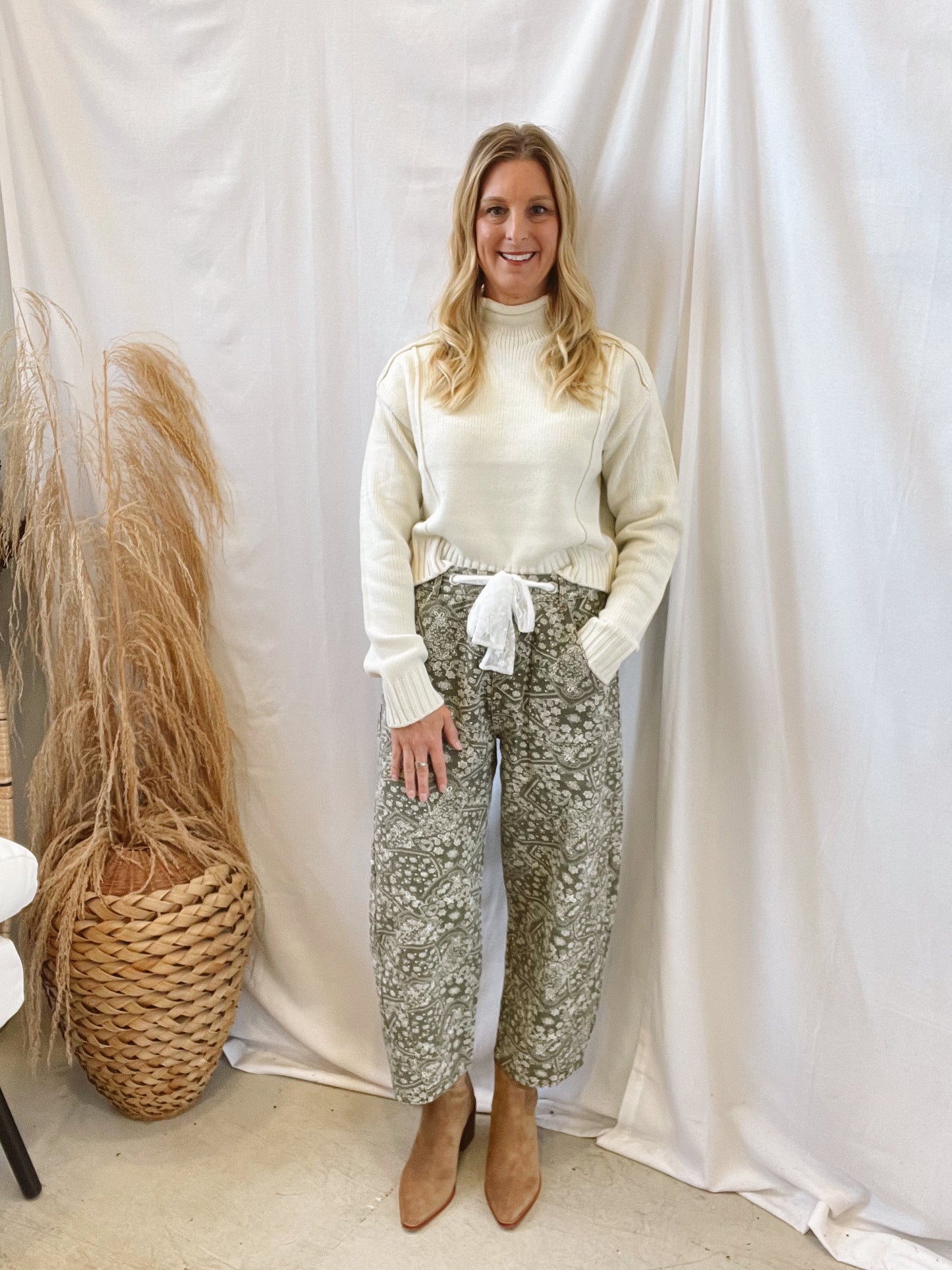 High Roll Neck Sweater-Cream