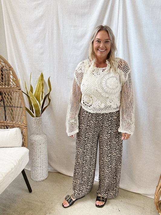 Leopard Pleated Pants