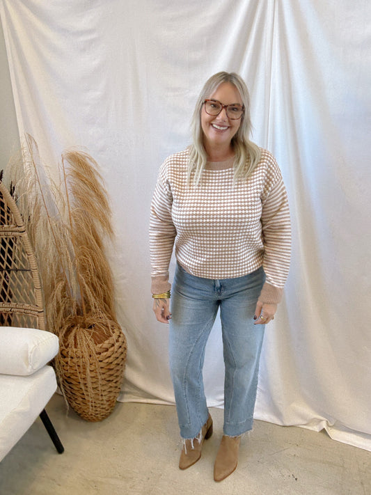 Taupe Checker Sweater