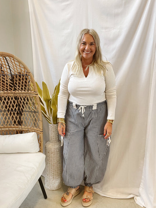 Striped Drawstring Jogger Pants