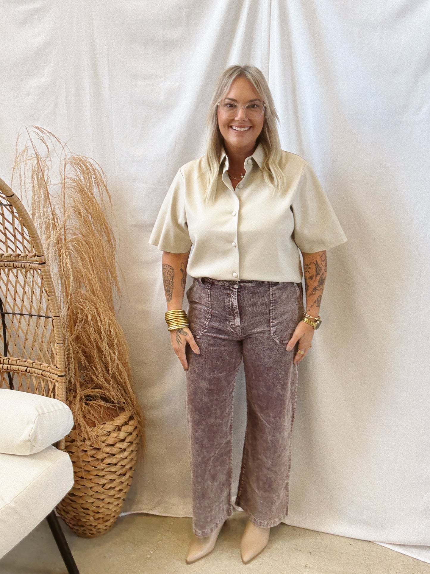 Washed Choco Corduroy Trouser Pants
