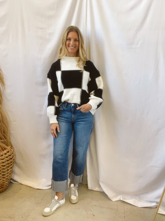 Super Soft Black Check Sweater