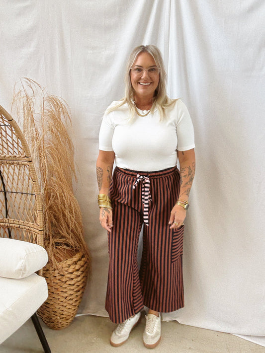 Chestnut Striped Side Pocket Pants