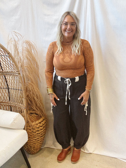 Midnight Striped Drawstring Jogger Pants