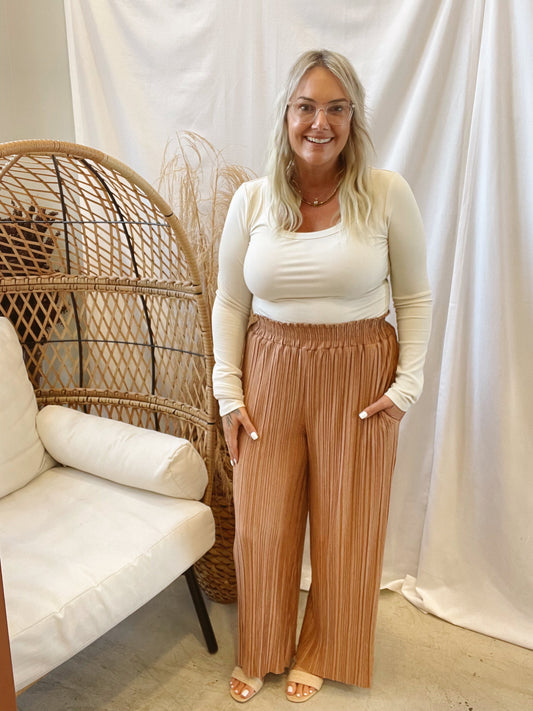 Camel Pleated Pants