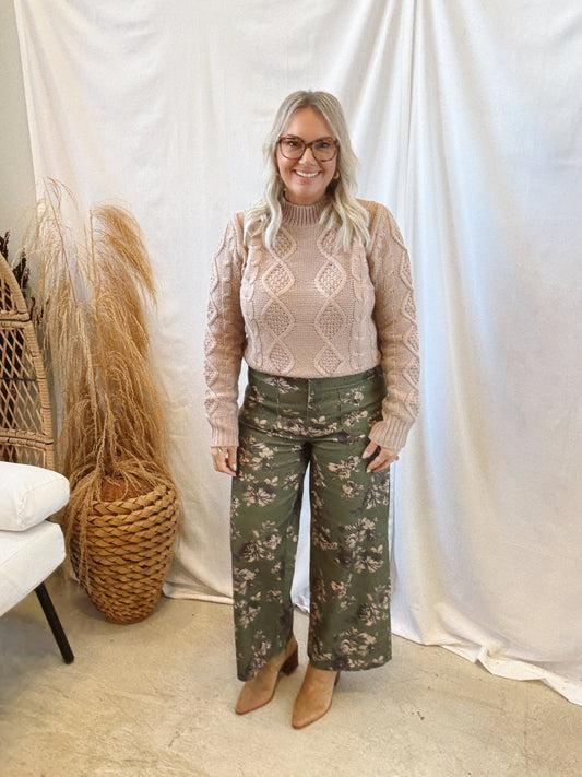 Everly Olive Floral Pants
