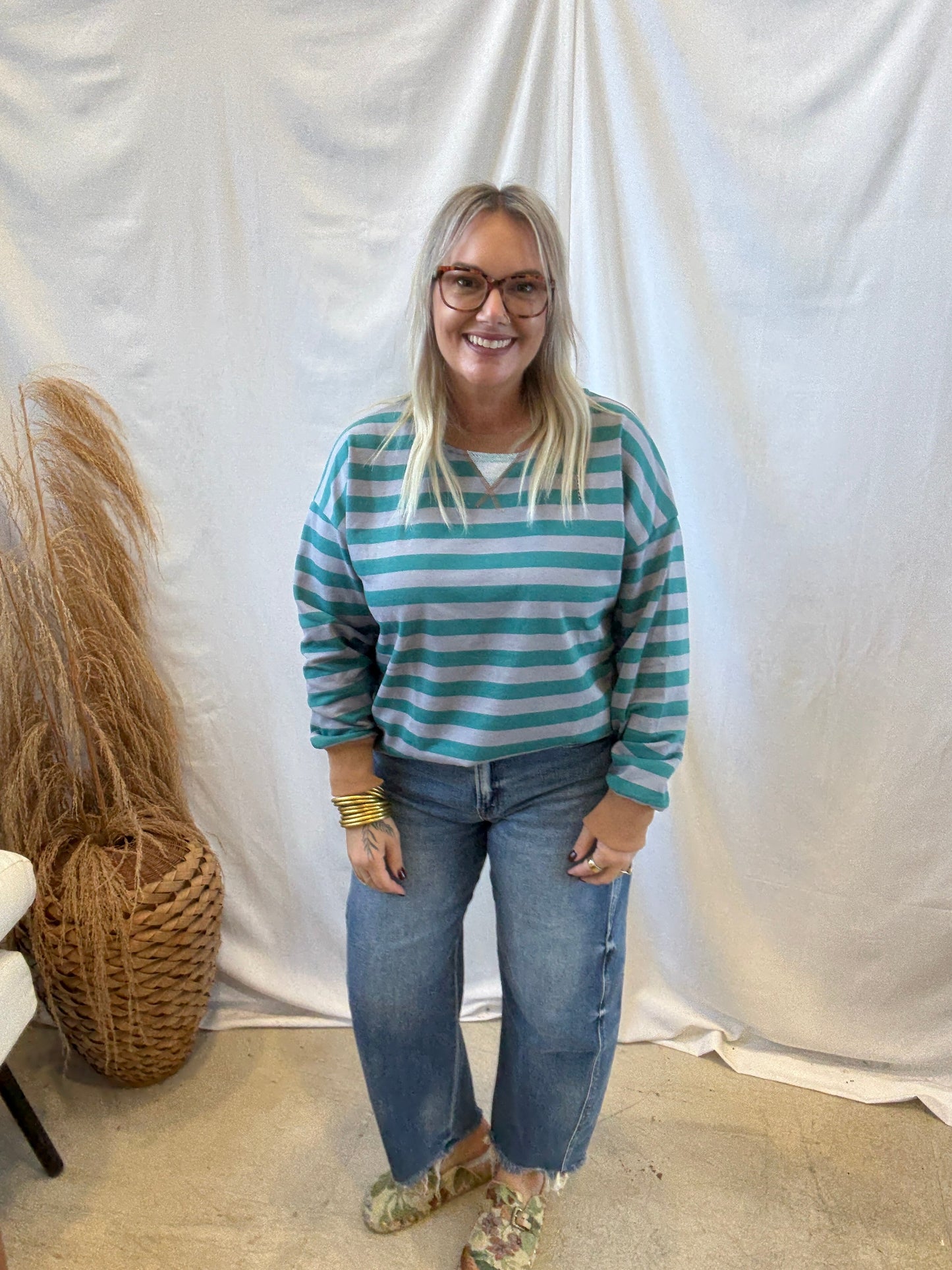 Caramel Teal Contrast Sweatshirt