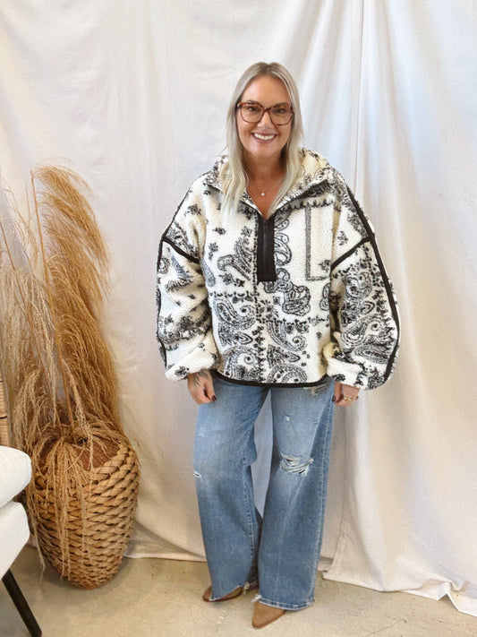 Paisley Sherpa Quarter Zip Up