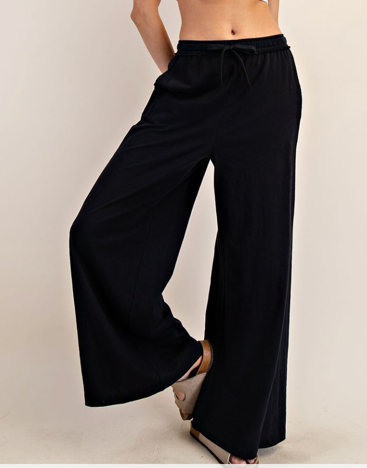 Cotton Slub Lounge Pants-Black