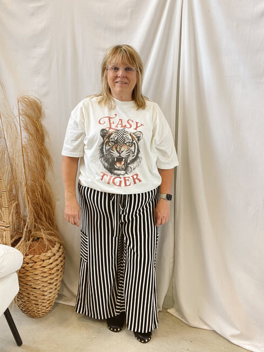 Jade Stripe Black Pants