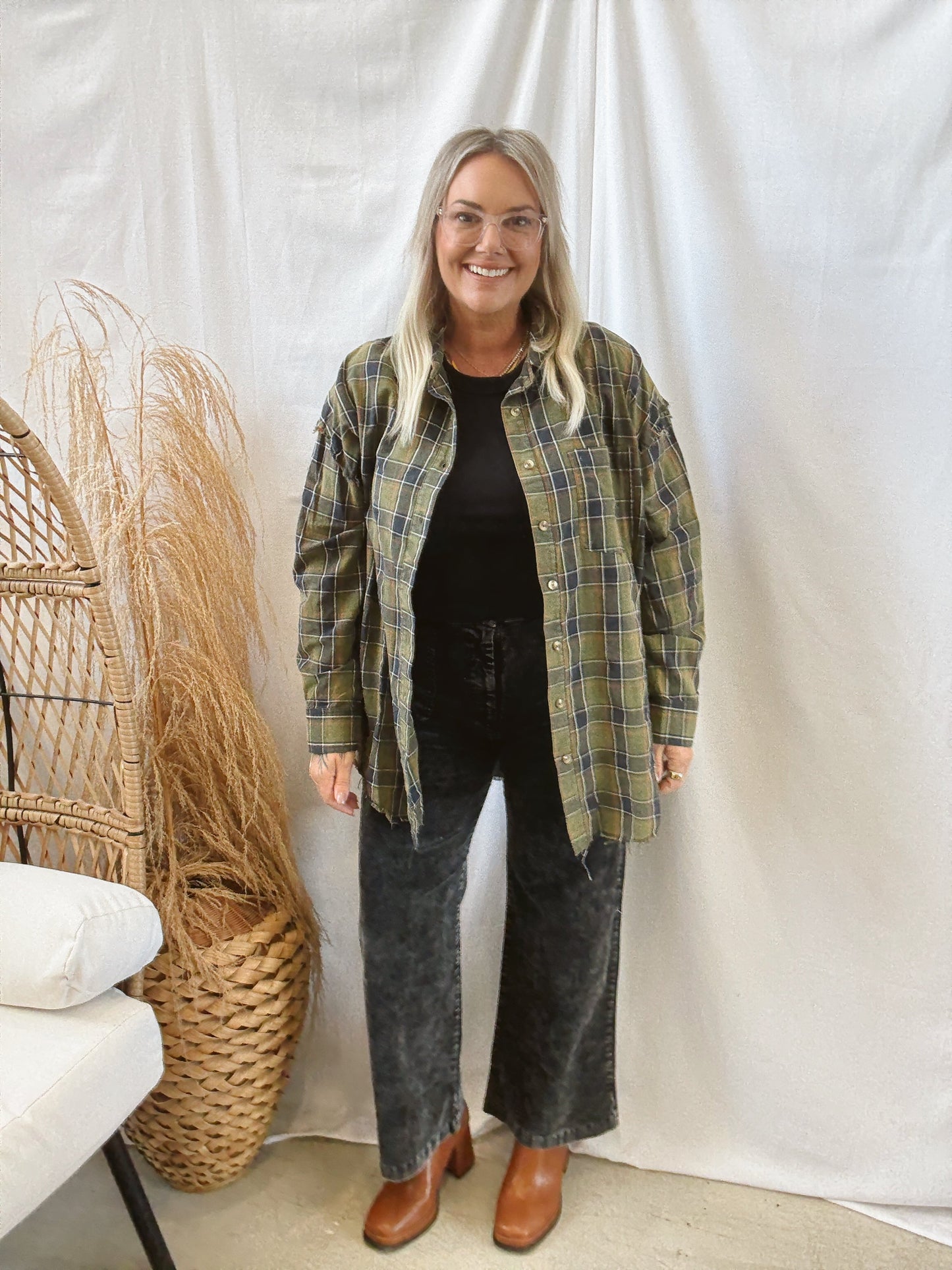 Washed Black Corduroy Trouser Pants