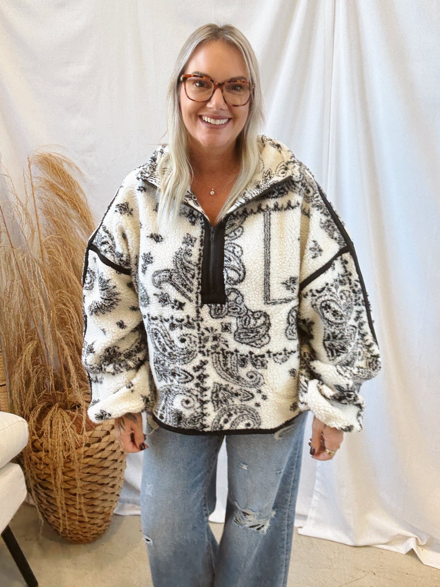 Paisley Sherpa Quarter Zip Up
