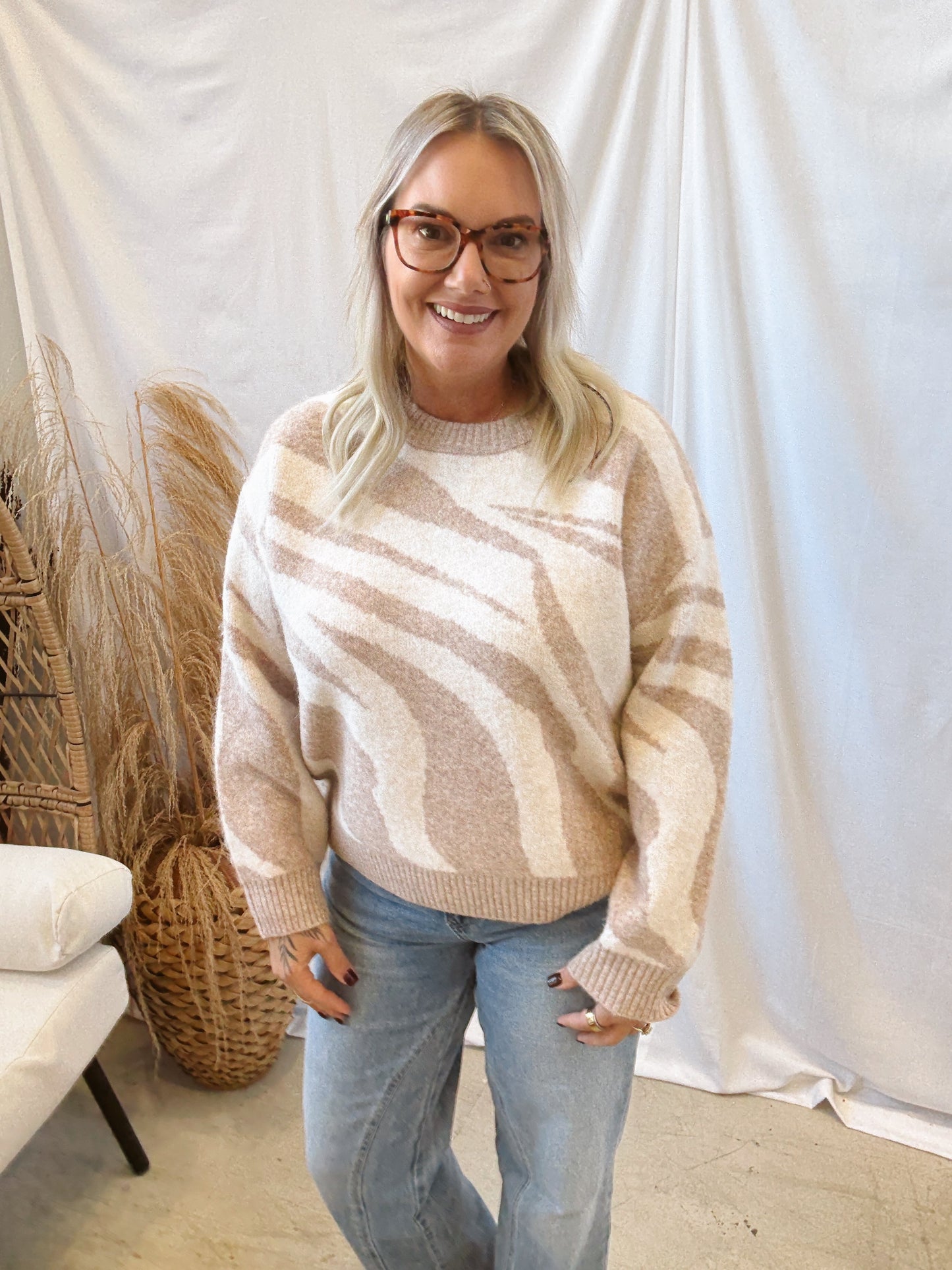 Beige Zebra Sweater