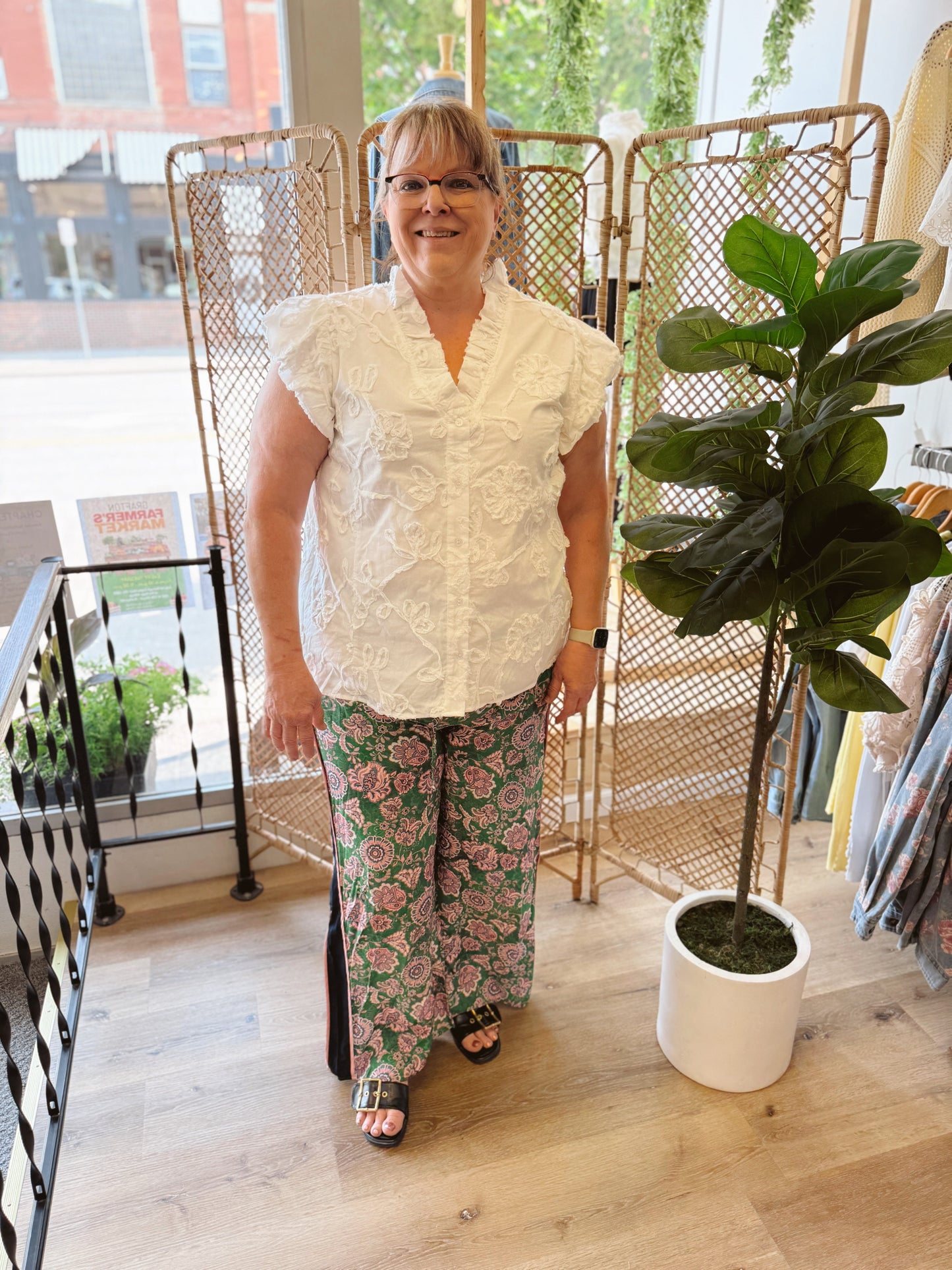 Green with Floral Pants